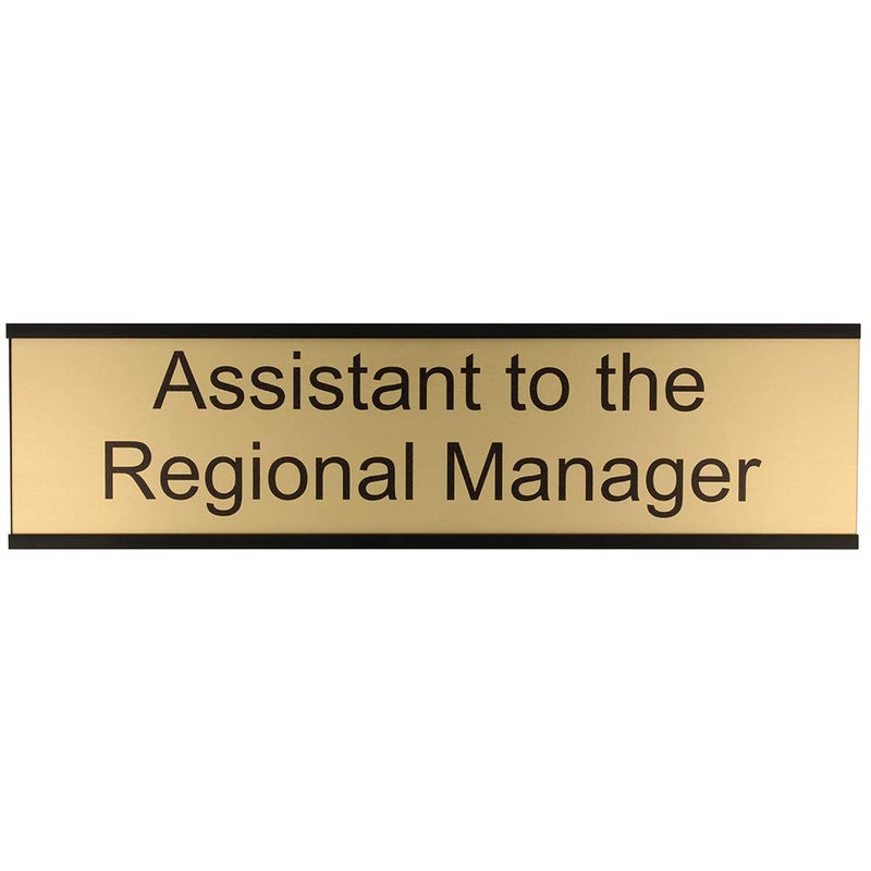 ExcelMark Assistant to the Regional Manager Desk Plate â€“ 2"x 8"Novelty Name Plate â€“ Gold Name Plate with Black Desk Holder - Image 2